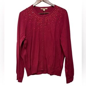 Carolyn Taylor Rumba Red Embellished Sweater